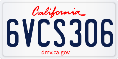 CA license plate 6VCS306