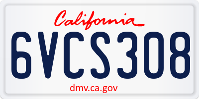 CA license plate 6VCS308