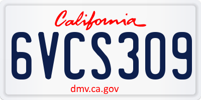 CA license plate 6VCS309