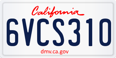 CA license plate 6VCS310