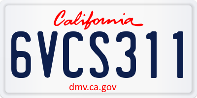 CA license plate 6VCS311