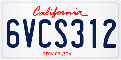 CA license plate 6VCS312
