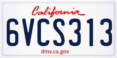 CA license plate 6VCS313