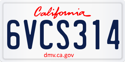 CA license plate 6VCS314