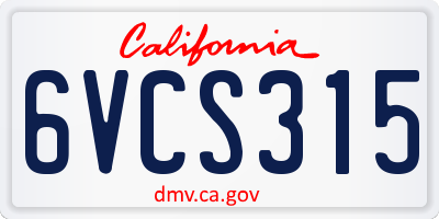 CA license plate 6VCS315