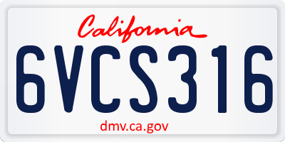 CA license plate 6VCS316