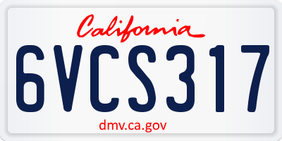 CA license plate 6VCS317