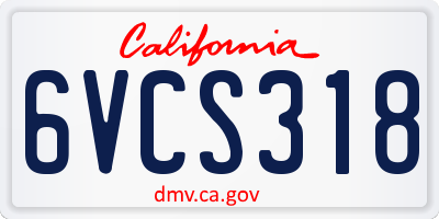 CA license plate 6VCS318