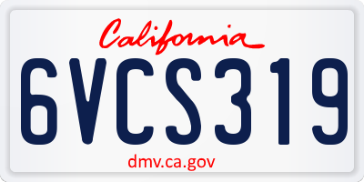 CA license plate 6VCS319