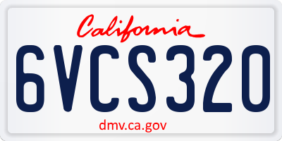 CA license plate 6VCS320