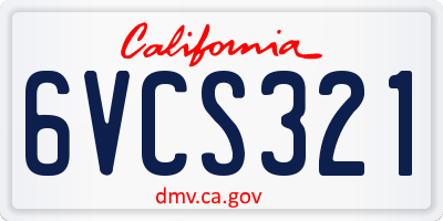 CA license plate 6VCS321