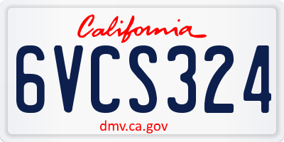 CA license plate 6VCS324