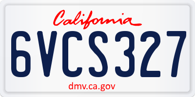 CA license plate 6VCS327