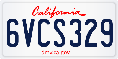 CA license plate 6VCS329
