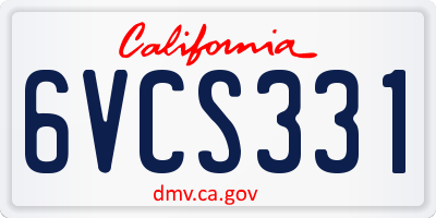 CA license plate 6VCS331