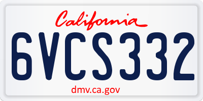 CA license plate 6VCS332