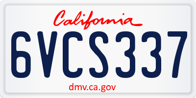 CA license plate 6VCS337