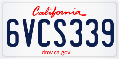 CA license plate 6VCS339