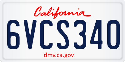 CA license plate 6VCS340