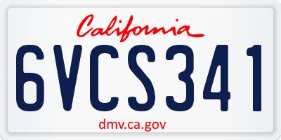 CA license plate 6VCS341
