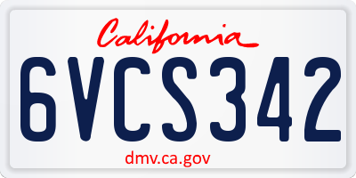 CA license plate 6VCS342