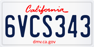 CA license plate 6VCS343