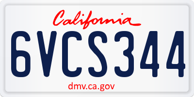 CA license plate 6VCS344