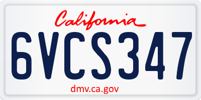 CA license plate 6VCS347