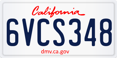 CA license plate 6VCS348