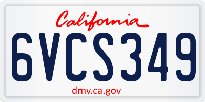 CA license plate 6VCS349