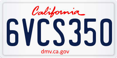 CA license plate 6VCS350