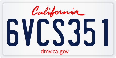CA license plate 6VCS351