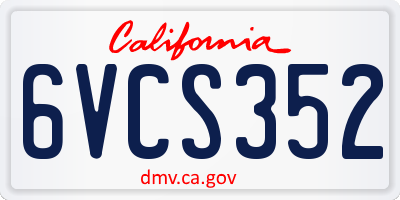 CA license plate 6VCS352