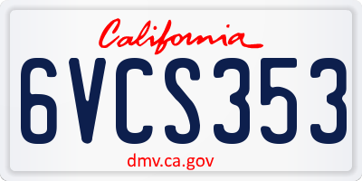 CA license plate 6VCS353