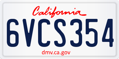 CA license plate 6VCS354