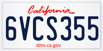 CA license plate 6VCS355