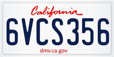 CA license plate 6VCS356