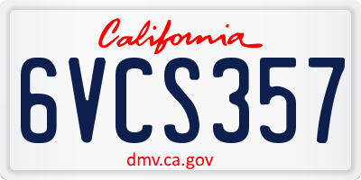 CA license plate 6VCS357