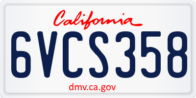 CA license plate 6VCS358