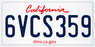 CA license plate 6VCS359