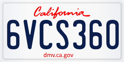 CA license plate 6VCS360