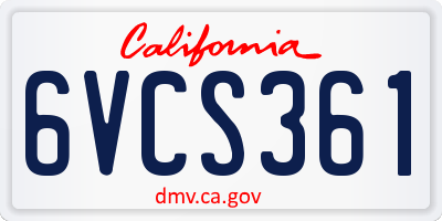 CA license plate 6VCS361