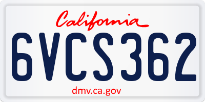 CA license plate 6VCS362