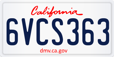 CA license plate 6VCS363
