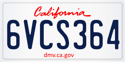 CA license plate 6VCS364