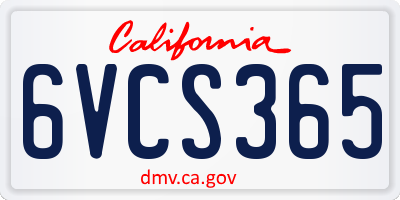 CA license plate 6VCS365