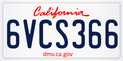 CA license plate 6VCS366