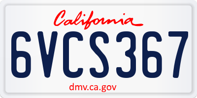 CA license plate 6VCS367