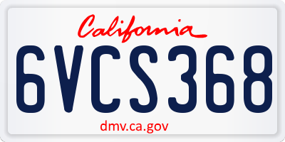 CA license plate 6VCS368