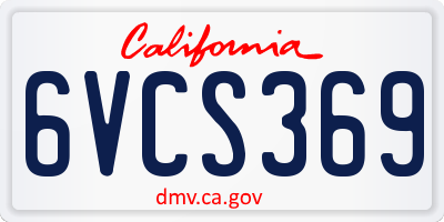 CA license plate 6VCS369